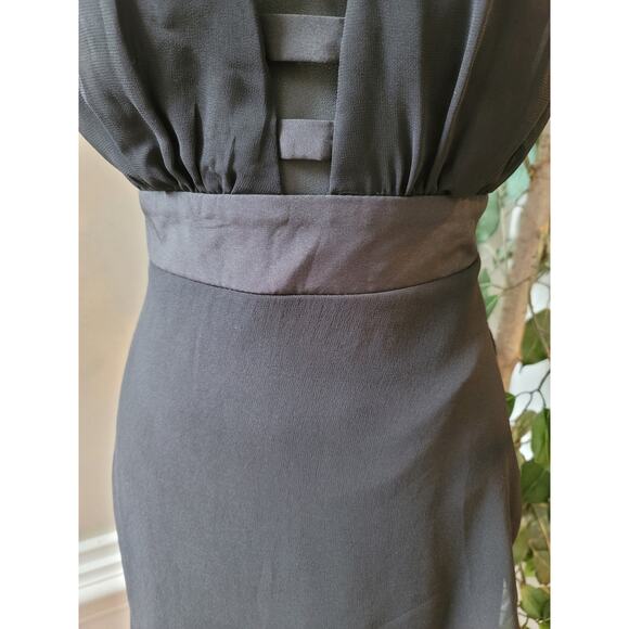 Casting Girl Dress Women Large Black Sleeveless High Low Sheer Evening Formal - Picture 4 of 13